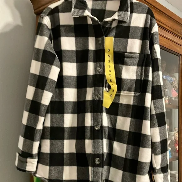 Eddie Bauer Black and White Microfleece Shirt - Picture 1 of 8